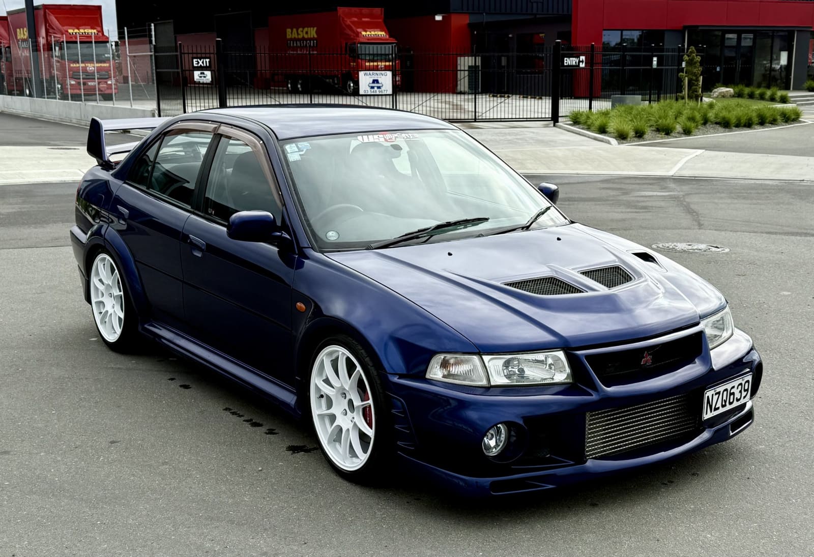Mitsubishi Lancer Evo VI GSR at a freight depot, bound for Australia